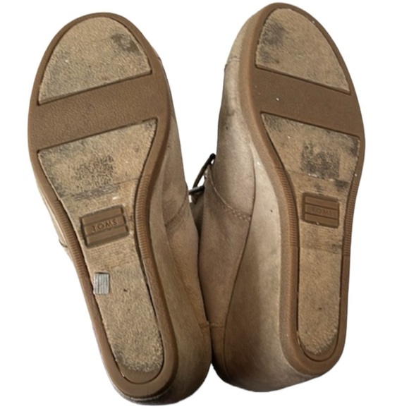 Toms Beige Tan Ankle Wedge Booties Size 6 - Picture 5 of 8